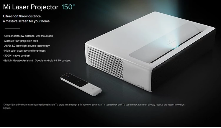 Xiaomi UST Laser TV 150'' Projector 4K Supported Xiaomi Projector 1080P